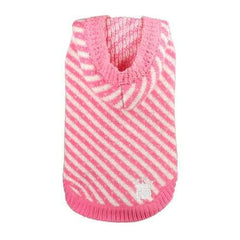 Candy Striped Hooded Dog Sweater by Hip Doggie - Pink