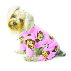 Silly Monkey Fleece Turtleneck Dog Pajamas - Pink