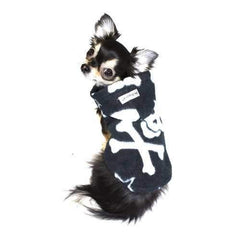 Black Skull Polar Fleece Dog Hoodie by Hip Doggie
