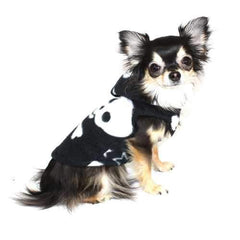 Black Skull Polar Fleece Dog Hoodie by Hip Doggie