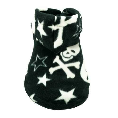 Black Skull Polar Fleece Dog Hoodie by Hip Doggie