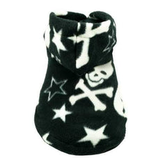Black Skull Polar Fleece Dog Hoodie by Hip Doggie