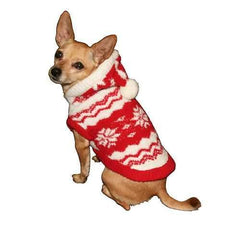 Red Snowflake Dog Hoodie by Hip Doggie