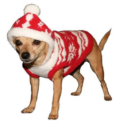 Red Snowflake Dog Hoodie by Hip Doggie