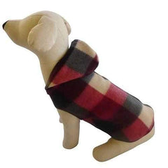 Buffalo Plaid Hooded Dog Pullover - Black and Burgundy