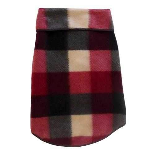 Buffalo Plaid Hooded Dog Pullover - Black and Burgundy