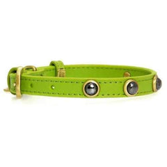 Hematite Pebbies Dog Collar - Green