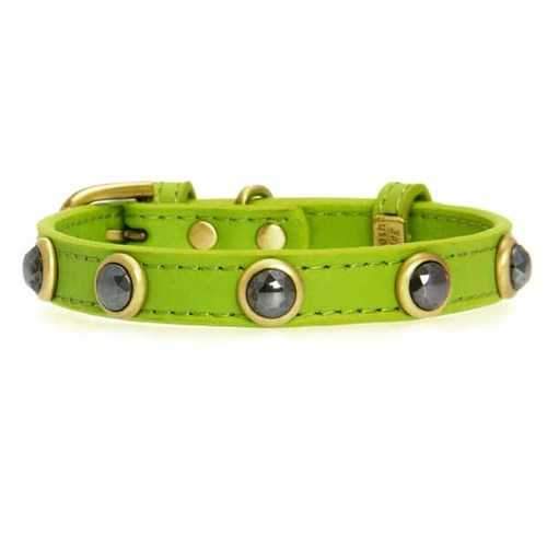 Hematite Pebbies Dog Collar - Green