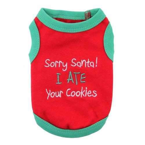 Sorry Santa Holiday Dog Tank by Parisian Pet - Red