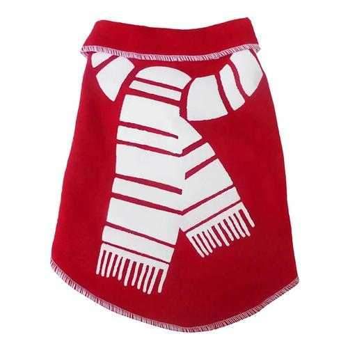 Scarf Print Dog Pullover - Red and White