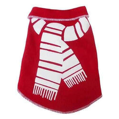 Scarf Print Dog Pullover - Red and White