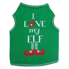 I Love My Elf Dog Tank Top - Green