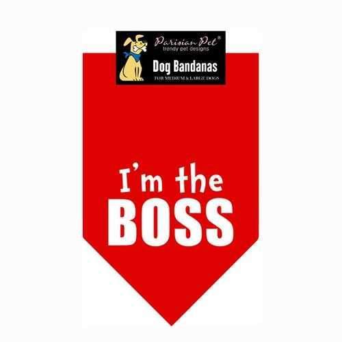 I'm the Boss Dog Bandana - Red