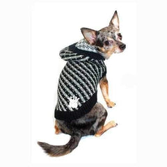 Candy Striped Hooded Dog Sweater by Hip Doggie - Black