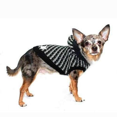 Candy Striped Hooded Dog Sweater by Hip Doggie - Black