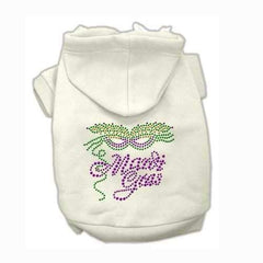Mardi Gras Rhinestone Dog Hoodie - Cream