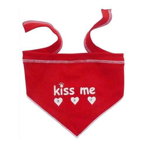 Kiss Me Dog Scarf with Rhinestones - Red