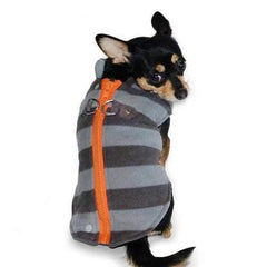 Active Fleece D-Ring Striped Dog Coat by Dogo - Gray