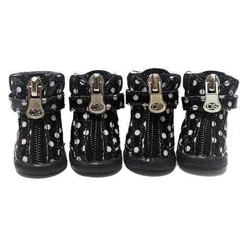 Polka Dot Hiker Dog Boots - Black