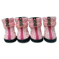 Polka Dot Hiker Dog Boots - Light Pink