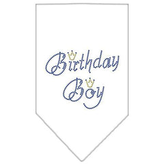 Birthday Boy Rhinestone Dog Bandana - White