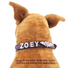 Faux Crocodile Two Tiered Dog Collar with 18MM Letter Strap - Purple
