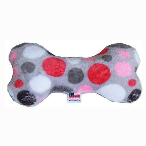 Plush Bone Dog Toy - Pink Party Dots