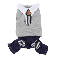 Parisian Pet Preppy Dog Jumpsuit - Blue with Striped Tie