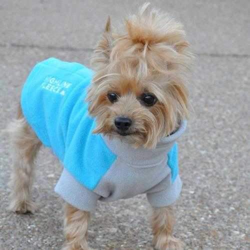 Highline Fleece Dog Coat by Doggie Design - Teal and Gray