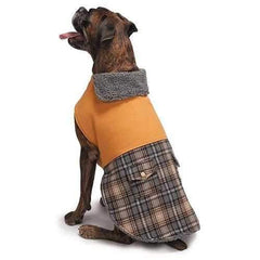 Zack and Zoey ThermaPet Plaid Duck Dog Coat - Brown