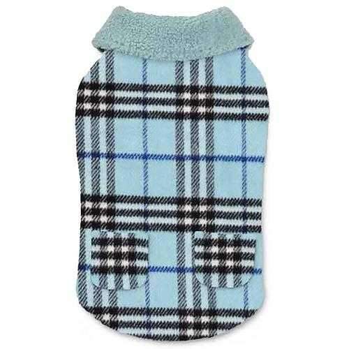Zack and Zoey Elements Cuddle Plaid Dog Coat - Blue
