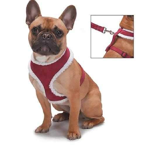 Zack and Zoey Shearling Dog Harness - Burgundy