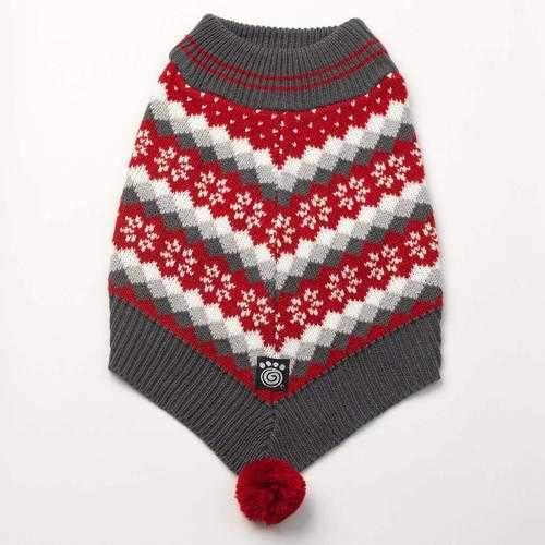 Prancer's Knit Dog Poncho - Holiday Red