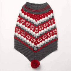Prancer's Knit Dog Poncho - Holiday Red