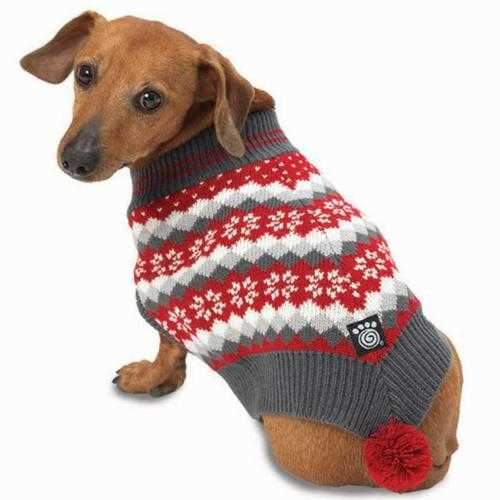 Prancer's Knit Dog Poncho - Holiday Red