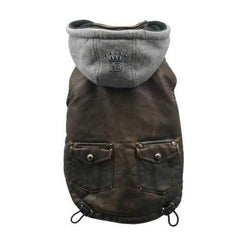 Vintage Bomber Dog Jacket by Hip Doggie - Gray Hood