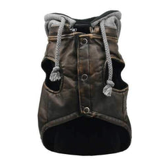 Vintage Bomber Dog Jacket by Hip Doggie - Gray Hood