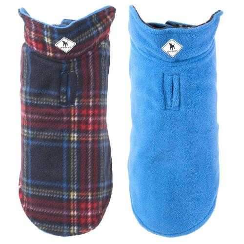 Worthy Dog Fargo Fleece Dog Jacket - Navy Plaid ii