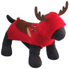 Worthy Dog Rudy Reindeer Dog Hoodie - Red