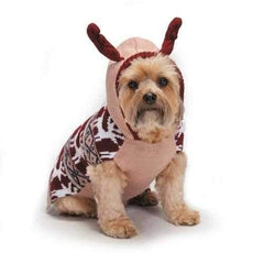 Zack and Zoey Elements Antler Dog Sweater - Pink