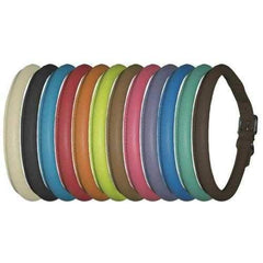 Soft Leather Round Dog Collar - Teal