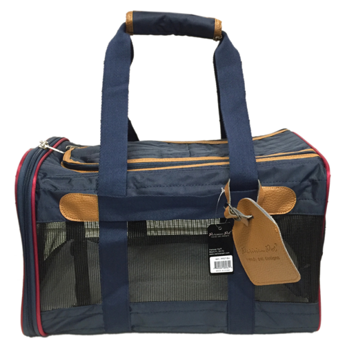 Navy and Tan Dog Duffle Bag Carrier - Parisian Pet
