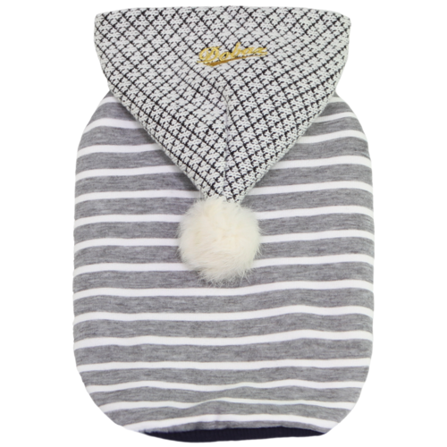 Dobaz Striped Pompom Dog Hoodie - Gray
