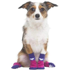 Heart Slipper Dog Socks - Pink/Purple