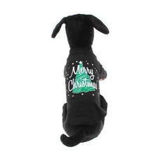 Scribbled Merry Christmas Screenprint Dog Tank Top - Black