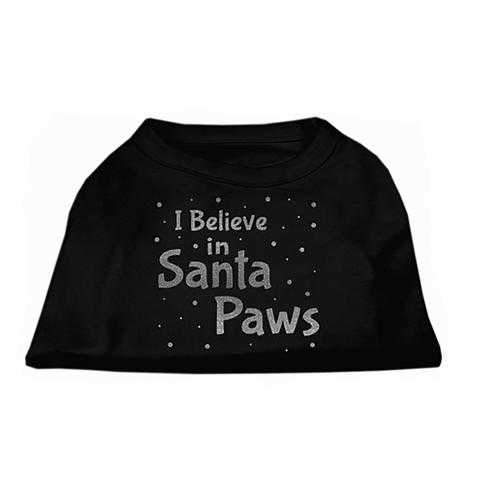 I Believe in Santa Paws Screen Print Dog Shirt - Black
