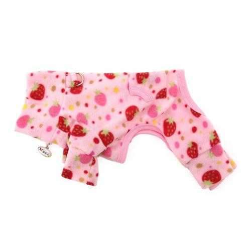 Yummy Strawberry Turtleneck Fleece Dog Pajamas by Klippo