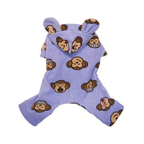 Silly Monkey Fleece Hooded Dog Pajamas by Klippo - Lavender