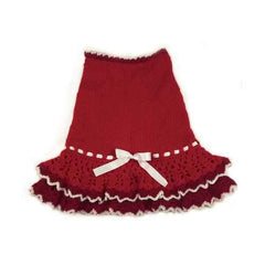 Glamourous Reds Layered Knit Dog Dress by Klippo