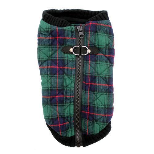 Fashion Bomber Check Dog Vest by Gooby - Green